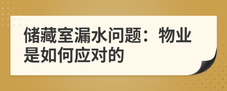 储藏室漏水问题：物业是如何应对的