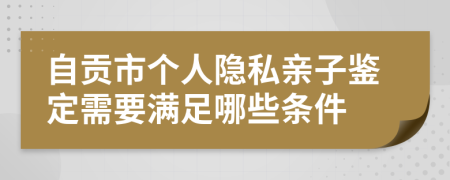 自贡市个人隐私亲子鉴定需要满足哪些条件