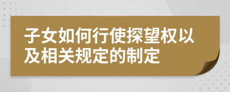 子女如何行使探望权以及相关规定的制定