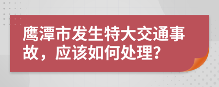 鹰潭市发生特大交通事故，应该如何处理？