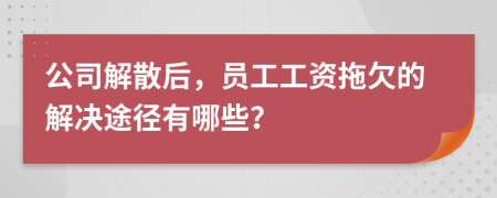 公司解散后，员工工资拖欠的解决途径有哪些？