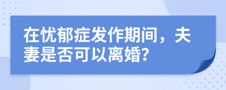 在忧郁症发作期间，夫妻是否可以离婚？