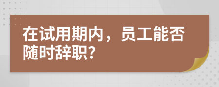 在试用期内，员工能否随时辞职？