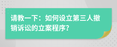 请教一下：如何设立第三人撤销诉讼的立案程序？