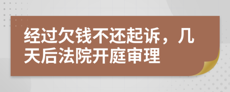 经过欠钱不还起诉，几天后法院开庭审理