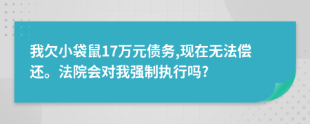 我欠小袋鼠17万元债务,现在无法偿还。法院会对我强制执行吗?