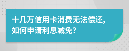 十几万信用卡消费无法偿还,如何申请利息减免?