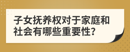 子女抚养权对于家庭和社会有哪些重要性？