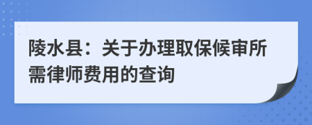 陵水县：关于办理取保候审所需律师费用的查询