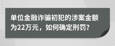 单位金融诈骗初犯的涉案金额为22万元，如何确定刑罚？