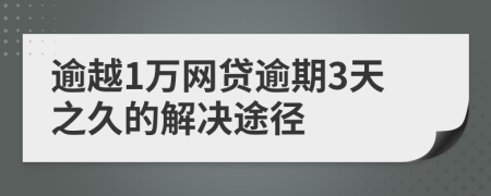 逾越1万网贷逾期3天之久的解决途径