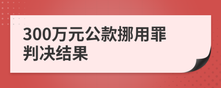 300万元公款挪用罪判决结果