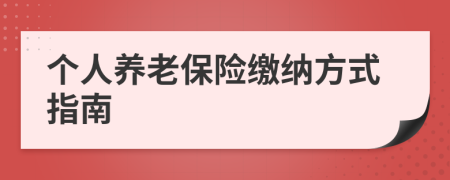 个人养老保险缴纳方式指南