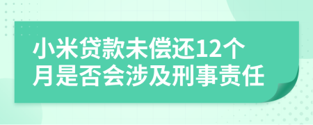 小米贷款未偿还12个月是否会涉及刑事责任