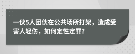 一伙5人团伙在公共场所打架，造成受害人轻伤，如何定性定罪？
