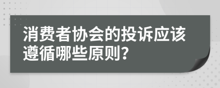 消费者协会的投诉应该遵循哪些原则？