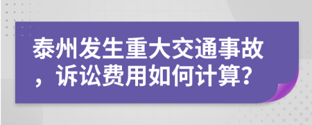 泰州发生重大交通事故，诉讼费用如何计算？
