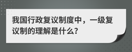 我国行政复议制度中，一级复议制的理解是什么？
