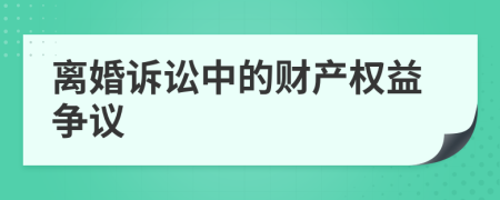 离婚诉讼中的财产权益争议