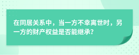 在同居关系中，当一方不幸离世时，另一方的财产权益是否能继承？