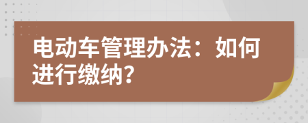 电动车管理办法：如何进行缴纳？