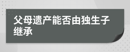 父母遗产能否由独生子继承