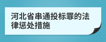 河北省串通投标罪的法律惩处措施