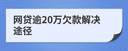 网贷逾20万欠款解决途径