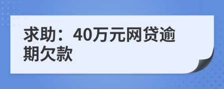 求助：40万元网贷逾期欠款