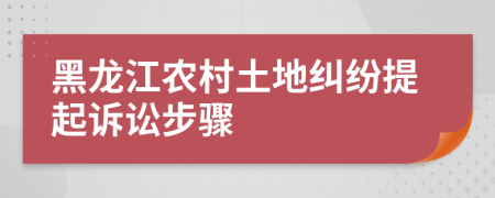 黑龙江农村土地纠纷提起诉讼步骤