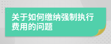 关于如何缴纳强制执行费用的问题