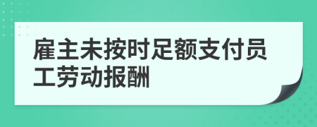 雇主未按时足额支付员工劳动报酬