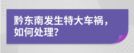 黔东南发生特大车祸，如何处理？
