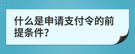 什么是申请支付令的前提条件？