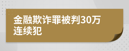 金融欺诈罪被判30万连续犯