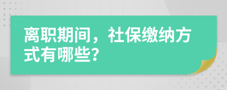 离职期间，社保缴纳方式有哪些？
