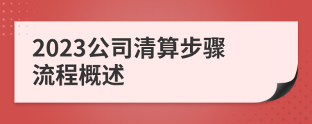 2023公司清算步骤流程概述