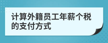 计算外籍员工年薪个税的支付方式