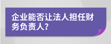 企业能否让法人担任财务负责人？